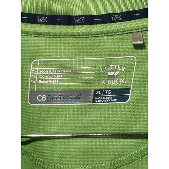 Mens Cutter And Buck Green Golf Polo Size XL Drytec Moisture Wicking - Picture 4 of 6
